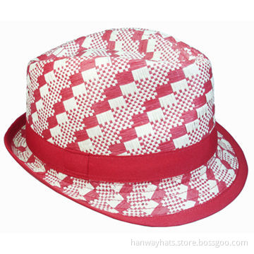 Toddler Straw Hat with stripe grosgrain band and cross piece